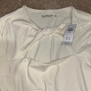 Abercrombie & Fitch Ivory Twist Front Top